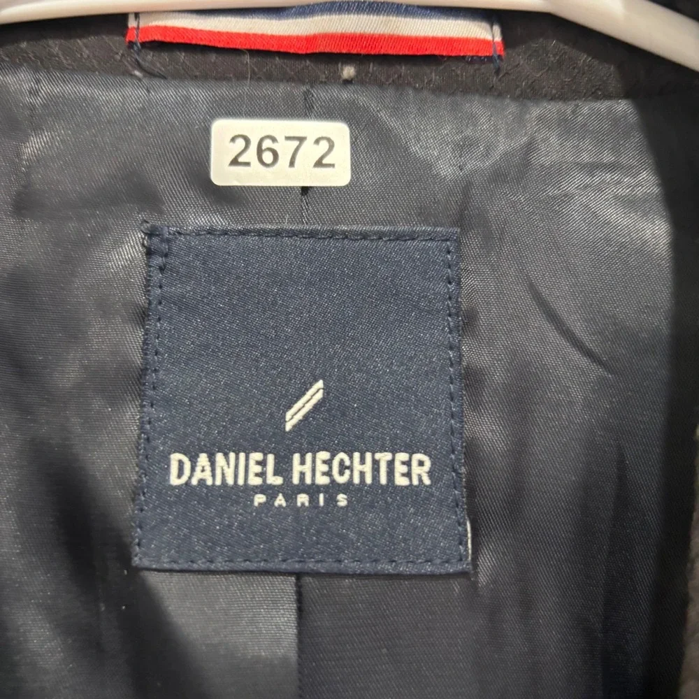 Daniel Hechter Paris Mens Black Diamond Textured Two Button Blazer Sport Coat